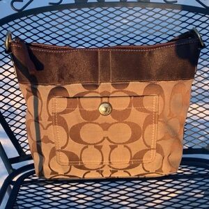 Coach Signature Canvas Shoulder Bag With Satin Dust Bag